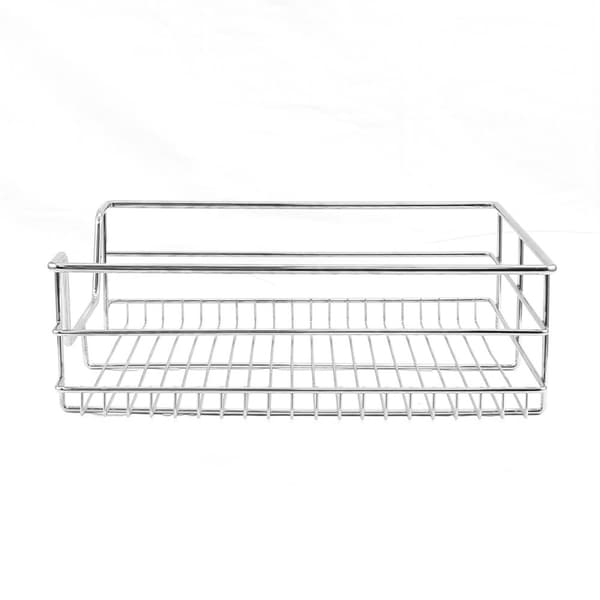 2 st Utdragbara Trådkorgar i Rostfritt Stål - 50 cm (B) med Mjuk Stängning För Skåp och Skafferier Kökslådor Förvaring 430 mm D x 397 mm B x 140 mm H
