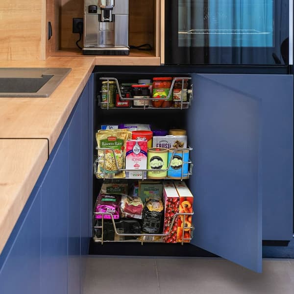 3 x KuKoo Kitchen Pull Out Storage Baskets – 500mm Wide Cabinet