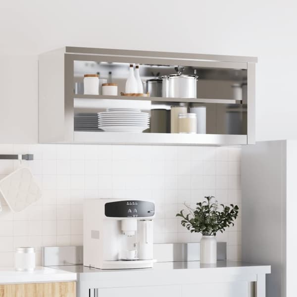 vidaXL Keittiön seinäkaappi hyllyllä ruostumaton teräs