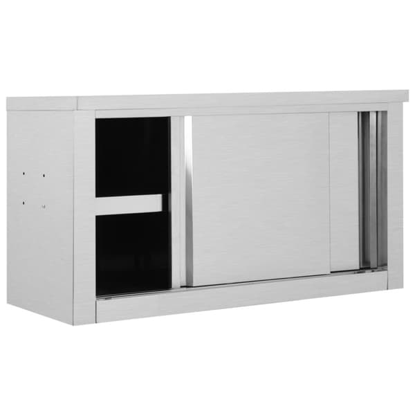 vidaXL Keittiön seinäkaappi liukuovilla 90x40x50 cm ruostumaton teräs -  Ruoansäilytys
