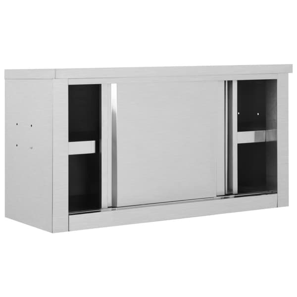 vidaXL Keittiön seinäkaappi liukuovilla 90x40x50 cm ruostumaton teräs -  Ruoansäilytys