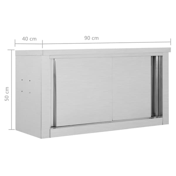 vidaXL Keittiön seinäkaappi liukuovilla 90x40x50 cm ruostumaton teräs -  Ruoansäilytys