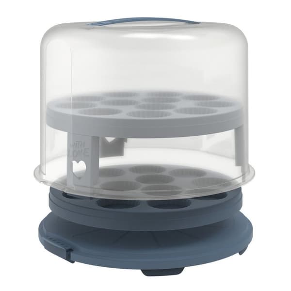 Rotho Fresh Cake Box XL + Cupcake-hållare 35,5x34,5x26 cm Horizon Blue/Transparent