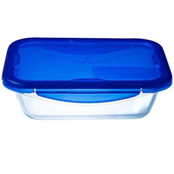 Pyrex Cook &amp; Go Glas Ovn Fad + Låg 24x18x6 cm Transparent/Blå