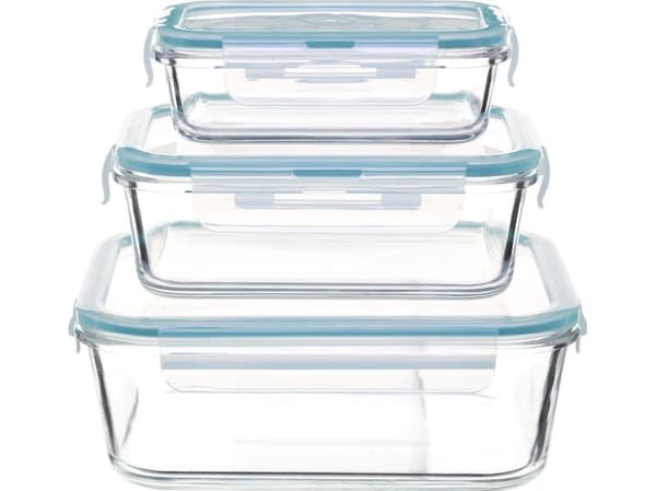 5fem matbehållare av glas