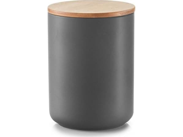 Zeller Zeller, Behållare med bambulock, 1500 ml, keramik, färg antracit