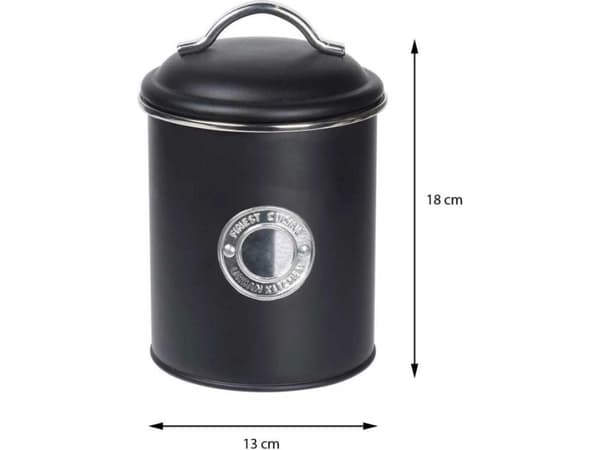 Excellent Housware Säilytysastia kannella, metalli, musta, 1,5 l