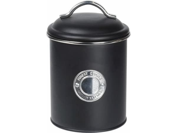 Excellent Housware Oppbevaringsbeholder med lokk, metall, svart, 1,5 l