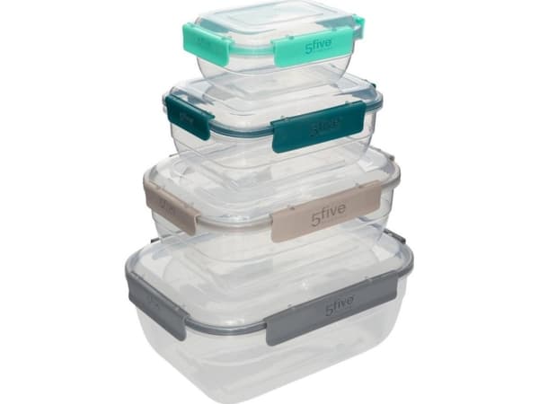 5five KLIC click-lock ruoka-astiat, suorakaiteen muotoiset, 4 kpl