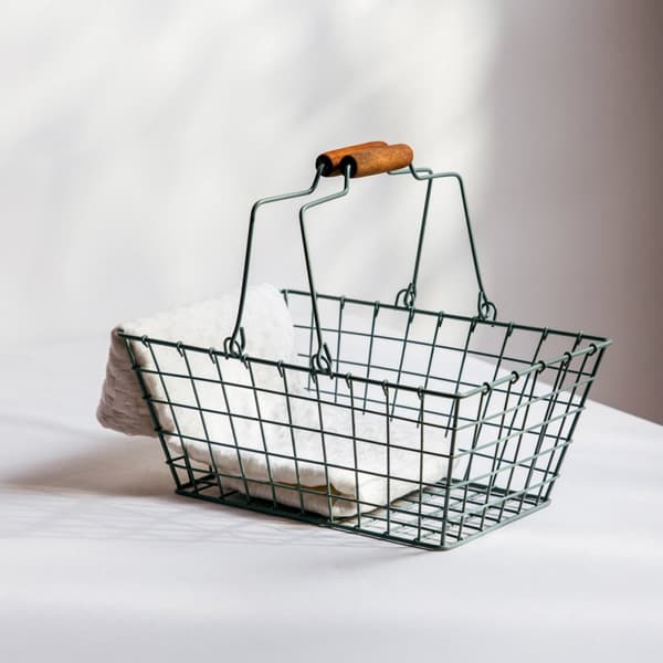 Kurv | SELIA | med håndtag grøn s | 35x21cm | 730757