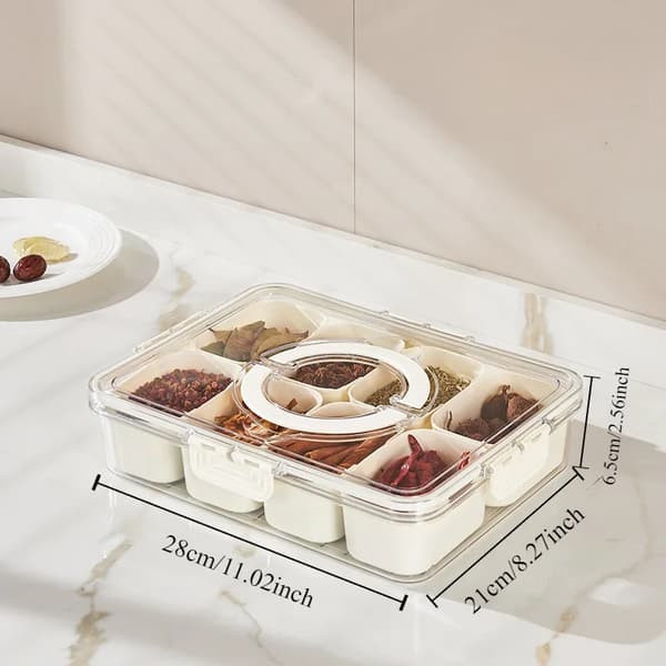 Snack Box, 8 Rum, Holdbart Plastik,8 Rammer