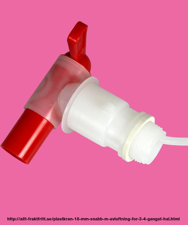 Plastkran 18 mm snabb m avluftning, för 3/4" gängat hål