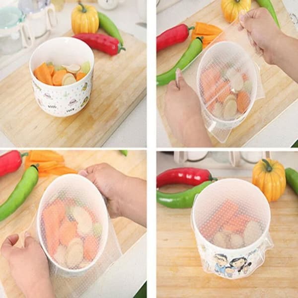 3 st Silikon Wraps Seal Cover Stretch Film Cling Food Fresh Håll köksredskap