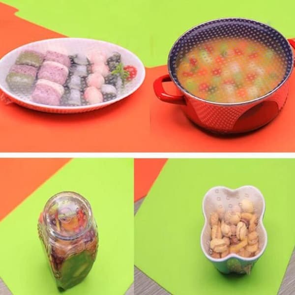 3 st Silikon Wraps Seal Cover Stretch Film Cling Food Fresh Håll köksredskap