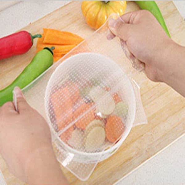 3 st Silikon Wraps Seal Cover Stretch Film Cling Food Fresh Håll köksredskap