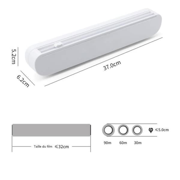 Kalavika Cling Film Dispenser Avrullare Aluminiumfolie Cutter ABS Papper Köksverktyg 37 * 6,2 * 5,2 cm