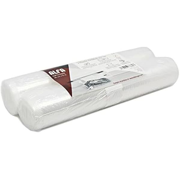 Vakuumrullar - ALFA - 28 cm x 6 m - Set om 2 - Förstärkt material - Mikrovågs- och fryskompatibel