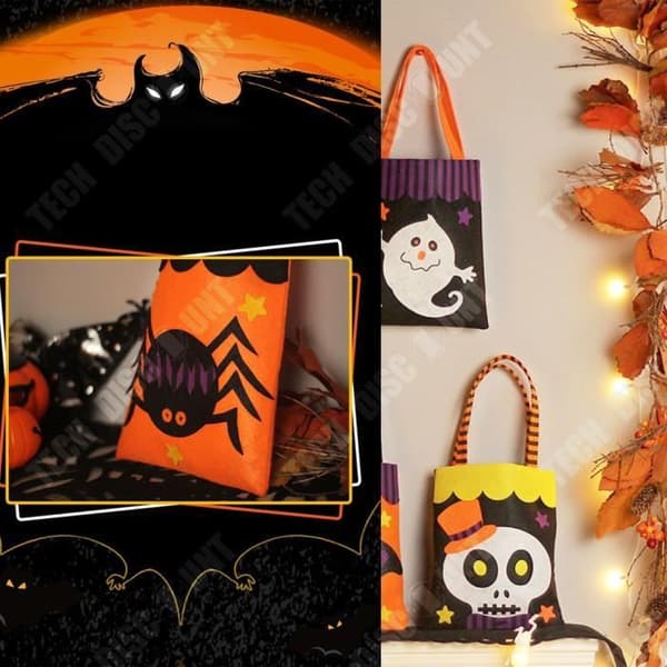 TD® uppsättning av fem Halloween-dekorationer, söt spöke non-woven godispåse, dagis Halloween godispåse
