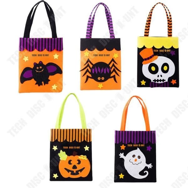 TD® uppsättning av fem Halloween-dekorationer, söt spöke non-woven godispåse, dagis Halloween godispåse
