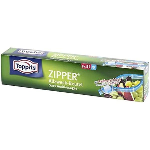 Säck Multi-Användning - TOPPITS - Dragkedja - 3 L - 8 Stycken - Förvaring och Frysning