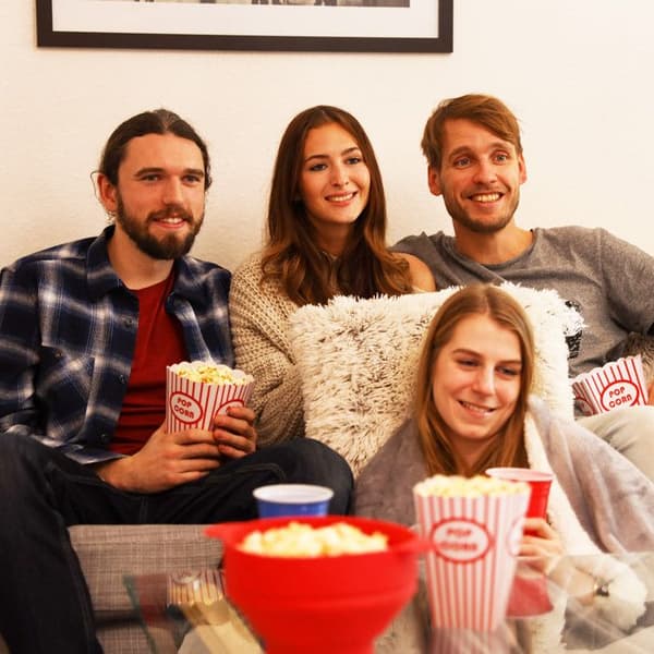 Relaxdays popcornlådor, behållare, påsar set med 48, retro, biofilmkväll, födelsedag, kartong, röd/vit
