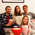 Miniatyrbild 5 av 6: Relaxdays popcornlådor, behållare, påsar set med 48, retro, biofilmkväll, födelsedag, kartong, röd/vit