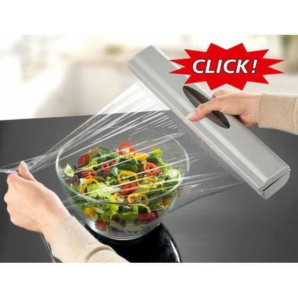 WENKO matfilmsdispenser, aluminiumfoliedispenser, Perfect Cutter, Rostfritt stålblad, Plast, 38x5,2x6,7 cm, grå