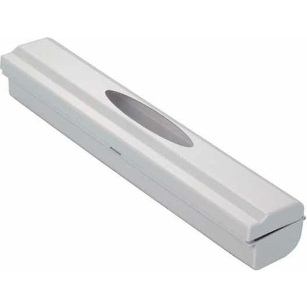 WENKO matfilmsdispenser, aluminiumfoliedispenser, Perfect Cutter, Rostfritt stålblad, Plast, 38x5,2x6,7 cm, grå