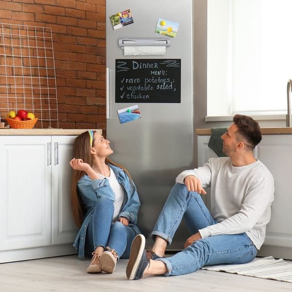 Relaxdays Distributör för livsmedelsfilm, set om 2, för aluminiumfolie och cellofan, fönster för visning, grå