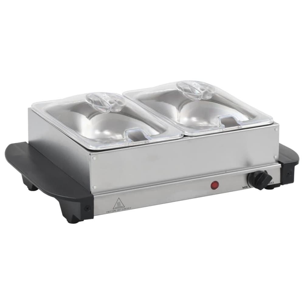 vidaXL Buffetvarmer rustfritt stål 200 W 2x1,5 L