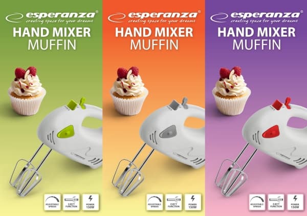 Esperanza MUFFIN - Stavmixer - 150 W - röd