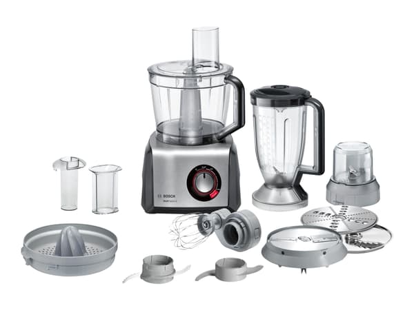 Bosch MC812M844, 3,9 L, Musta, Ruostumaton teräs, Rotaatio, 1,5 L, Vaivaus, Pilkkominen, Leikkuu, Vaivaus, Sekoitus, Pyree, Teho