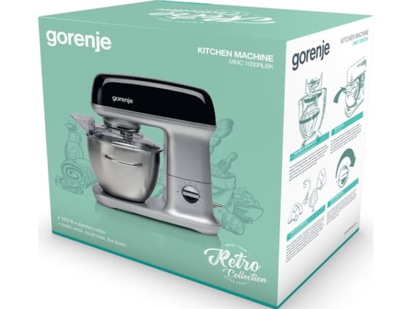 Gorenje MMC1000RLBK, 4,5 L, Lajittelu, Metallinen, 1,1 m, Metalli, Metalli, 1000 W