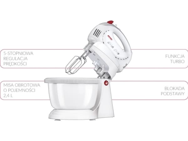 MPM MMR-17Z, Håndmikser, Hvit, Vispe, Elte, Miksing, 2,4 l, Knapper, 300 W
