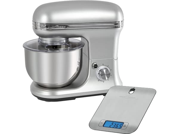 ProfiCook PC-KM 1222 W - Blander - 5 liter - 1.2 kW - rustfritt stål / sølv - med PC-KW 1221 kitchen scales
