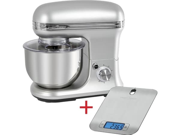 ProfiCook PC-KM 1222 W - Blander - 5 liter - 1.2 kW - rustfritt stål / sølv - med PC-KW 1221 kitchen scales