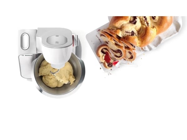 Bosch MUM58259, 3,9 l, Rustfritt stål, Hvit, Knapper, Miksing, 1,1 m, 2,7 kg