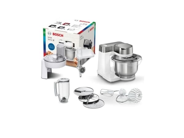 Bosch Serie 2 MUMS2VS30, 3,8 L, Hopea, Valkoinen, 1,25 L, 2 kg, 1,1 m, Ruostumaton teräs