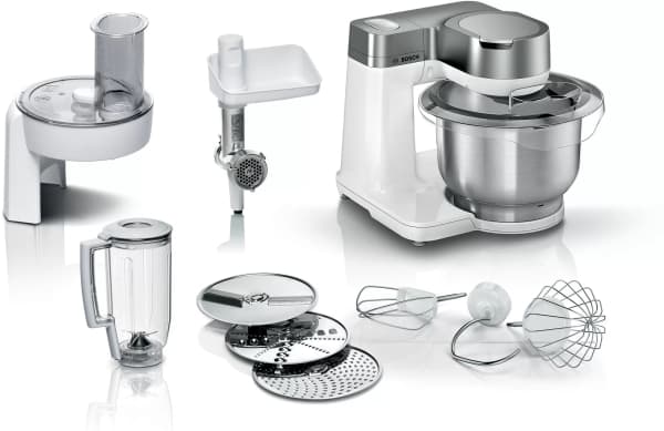 Bosch Serie 2 MUMS2VS30, 3,8 L, Hopea, Valkoinen, 1,25 L, 2 kg, 1,1 m, Ruostumaton teräs