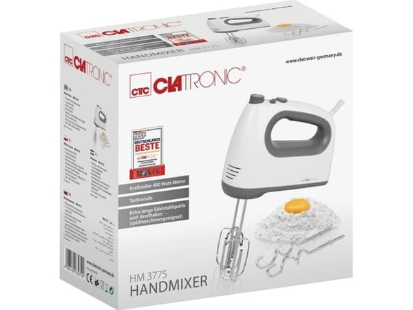 Clatronic HM 3775 - Handmixer - 400 W - vit / grå