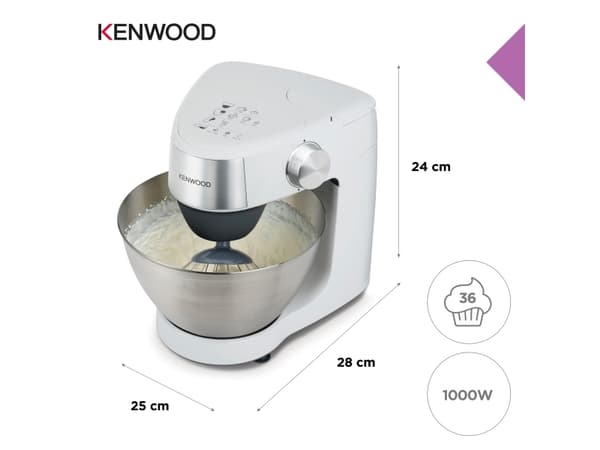 Kenwood Prospero+, 4,3 L, Ruostumaton teräs, Valkoinen, Kääntyvä, 1,6 kg, 8 munaa, Ruostumaton teräs