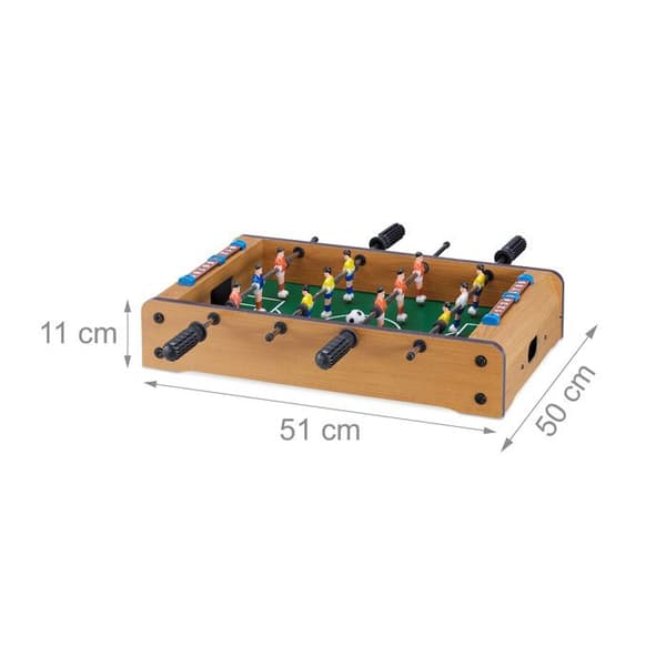 Relaxdays Bordsfotboll minibordsfotboll bordsfotboll barn vuxen resor fotboll bordsspel HxBxD: 11 x 51 x 50cm, grön brun