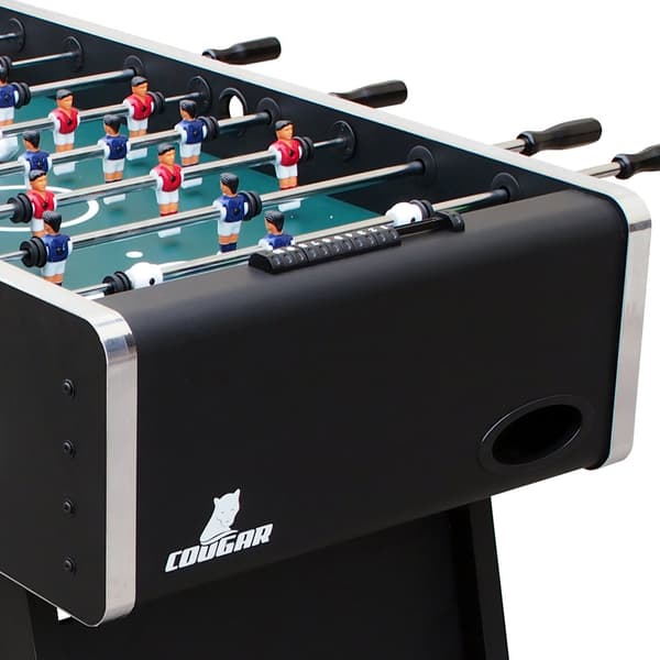 Cougar Arena Fotbollsbord i svart | Fotbollsbord med teleskopstänger inkl. 4 bollar och poängräknare | Inomhusfotbollsbord 141x75x88 cm