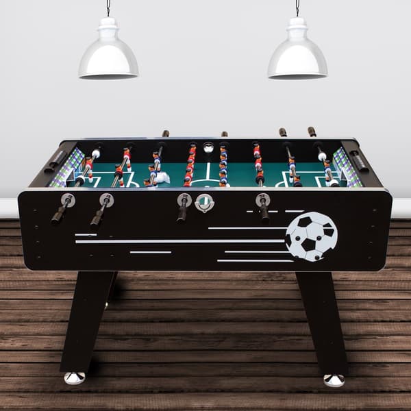 Cougar Arena Fotbollsbord i svart | Fotbollsbord med teleskopstänger inkl. 4 bollar och poängräknare | Inomhusfotbollsbord 141x75x88 cm