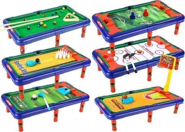Baby-foot Leantoys - 1437 - Bord för baby-foot 6 i 1, biljard, hockey, fotboll, LEAN leksaker