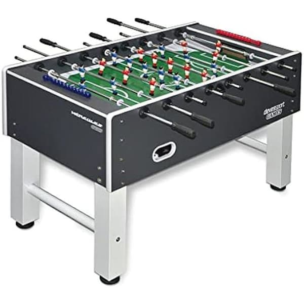 Professionell svart "Hercules" bordsfotboll - Klassiska metallspelare - 136 x 76 x 92 cm - Lämplig för barer och pubar (utan