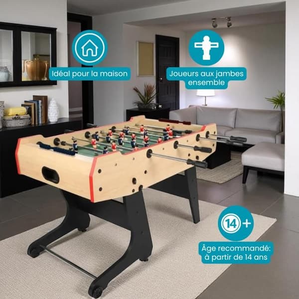 DEVESSPORT hopfällbar fotboll - Brun - MDF - Vuxen - 122 x 60,5 x 82 cm