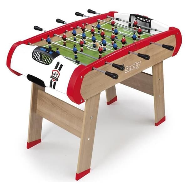 Smoby - Babyfoot Powerplay 4 i 1 - Babyfoot, biljard, shuffleboard och pingpong - 120x90x86 - Från 8 år
