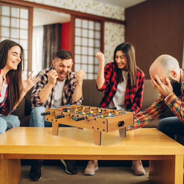Relaxdays Foosball Mini Foosball Bord Barn Vuxna Resebord Fotbollsspel BxD 69 x 37 cm, Grön-Brun