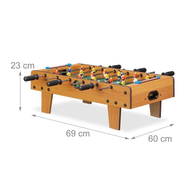 Relaxdays Foosball Mini Foosball Bord Barn Vuxna Resebord Fotbollsspel BxD 69 x 37 cm, Grön-Brun